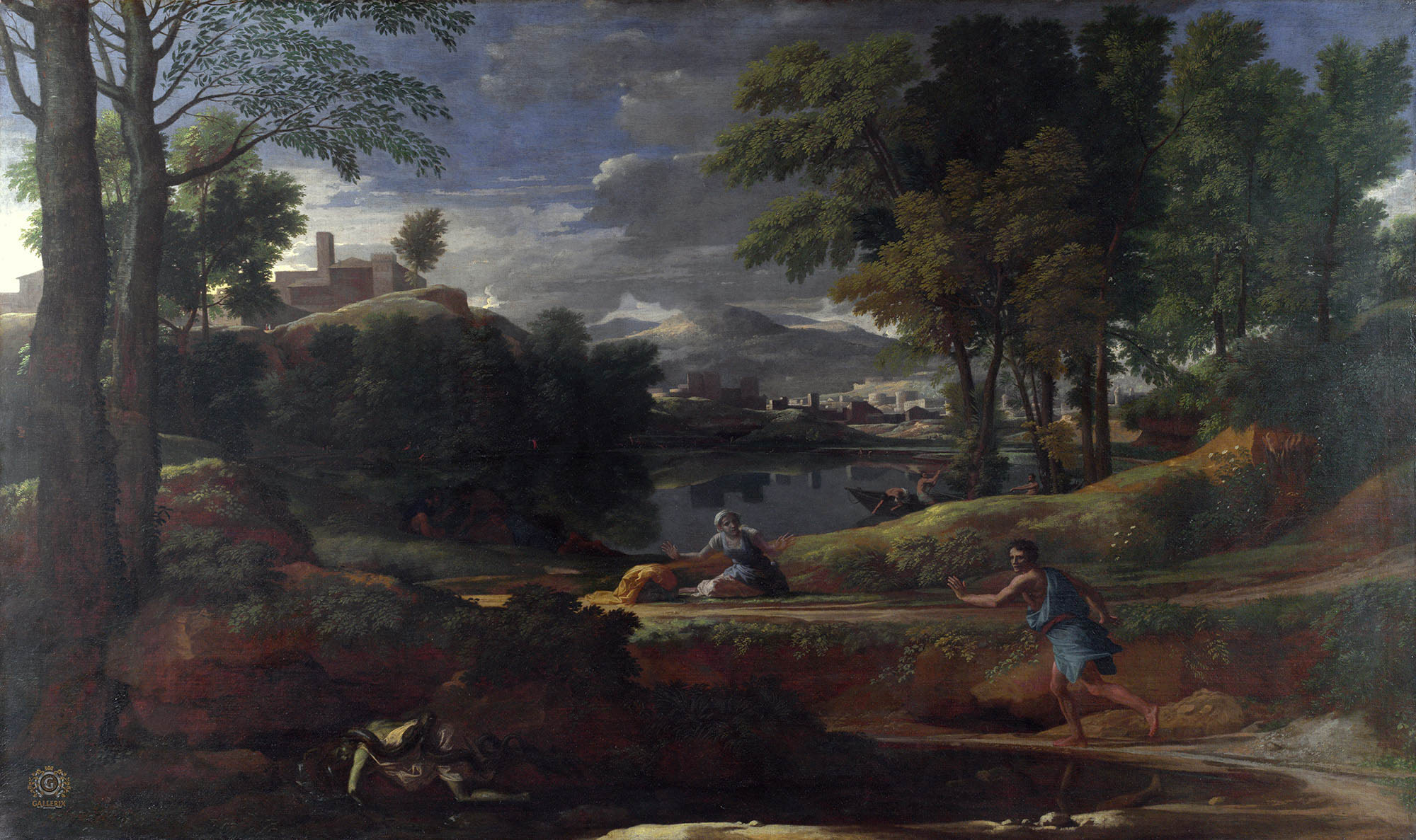 Никола Пуссен. "Пейзаж с человеком, убитым змеёй". Около 1648. Национальная галерея, Лондон.