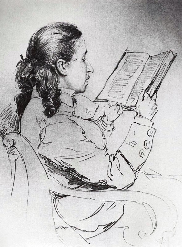 Илья Ефимович Репин. Портрет Е. Г. Мамонтовой за чтением. 1879.