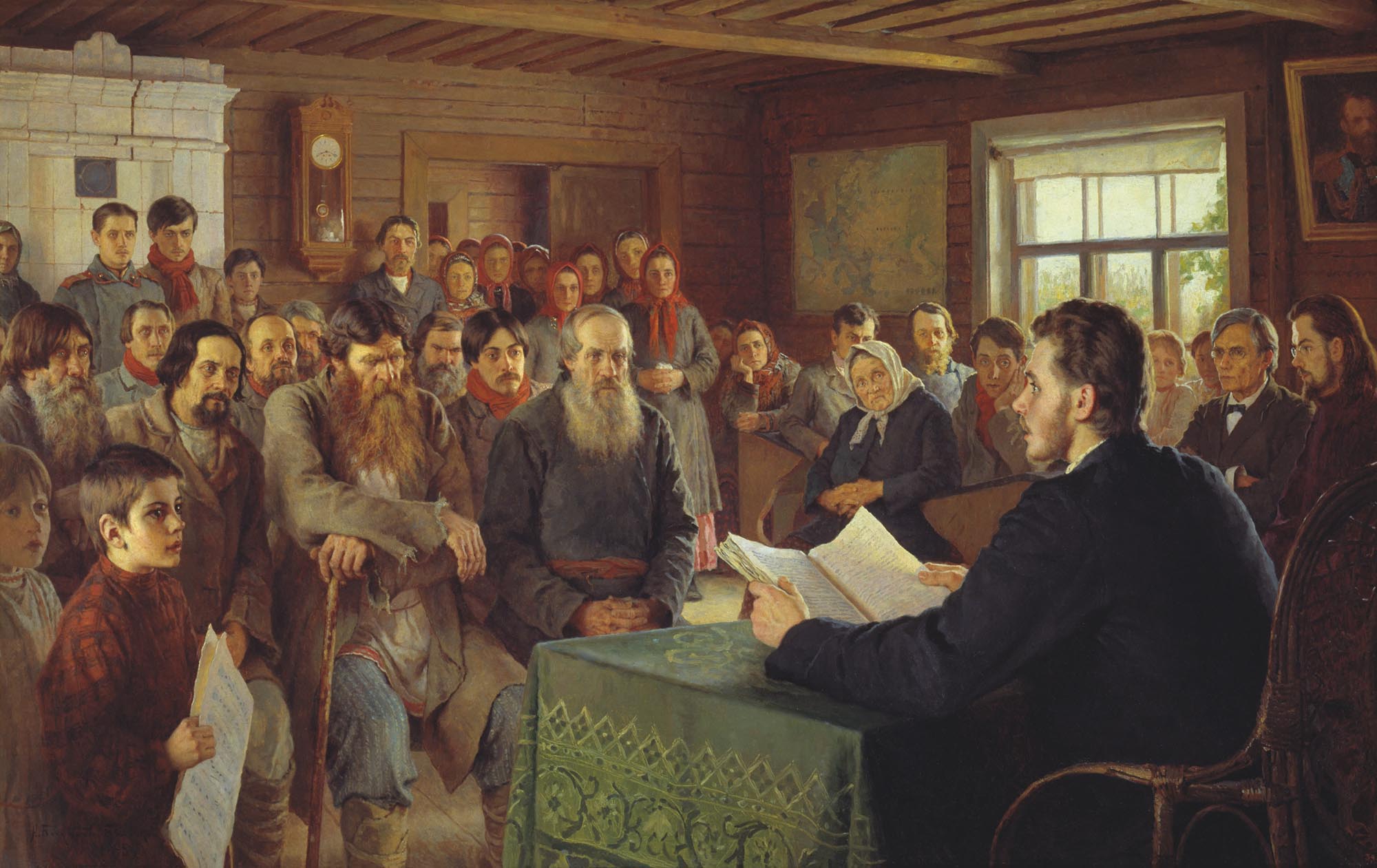 Николай Петрович Богданов-Бельский. Воскресное чтение в сельской школе. 1895.