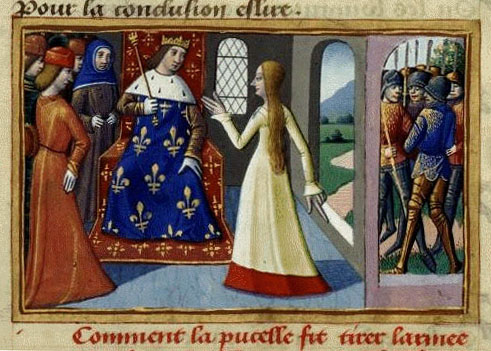 "Карл VII и Жанна д'Арк". Миниатюра XV века.