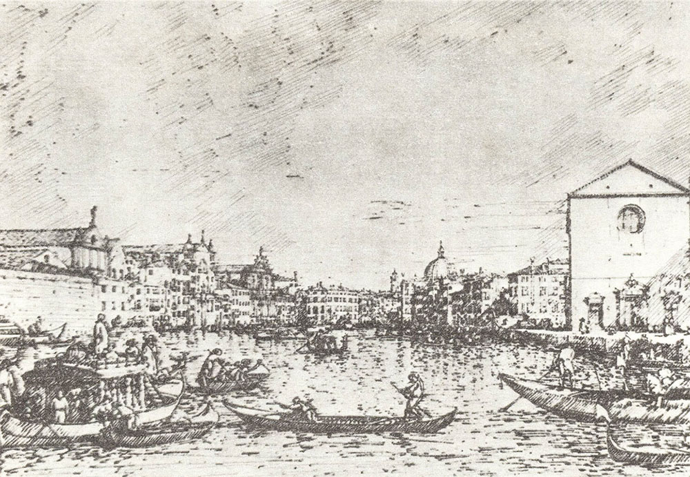 Джованни Антонио Каналетто. "Вид Большого канала около церкви Санта Кроче". 1730-е.