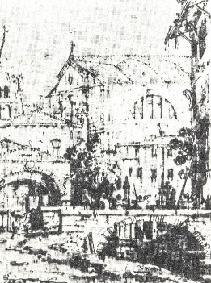 Джованни Антонио Каналетто. "Вид церкви Сан Лоренцо". 1740-е.