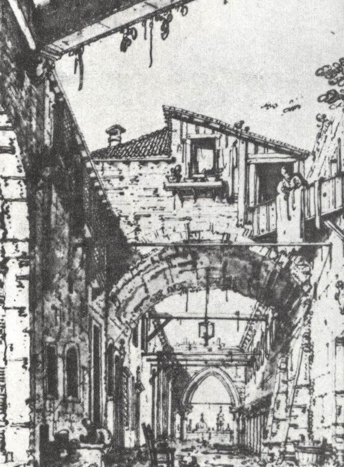 Джованни Антонио Каналетто. "Улочка, перекрытая арками". 1740-е.