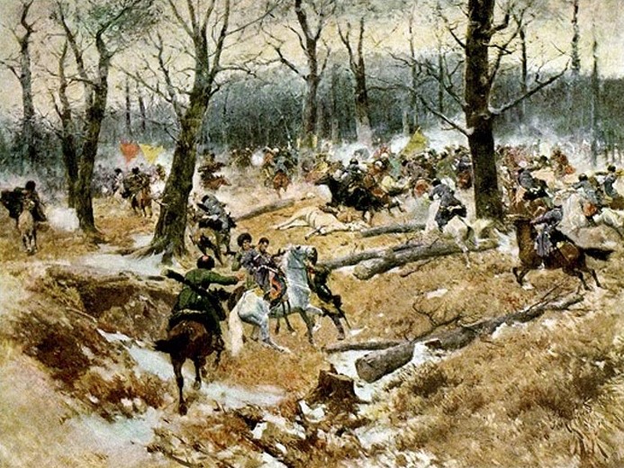 Ф. А. Рубо. "Смерть генерал0майора Н. П. Слепцова в бою 10 декабря 1851 года".
