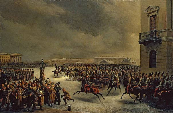 Василий Тимм. "Восстание 14 декабря 1825 года на Сенатской площади". 1853.