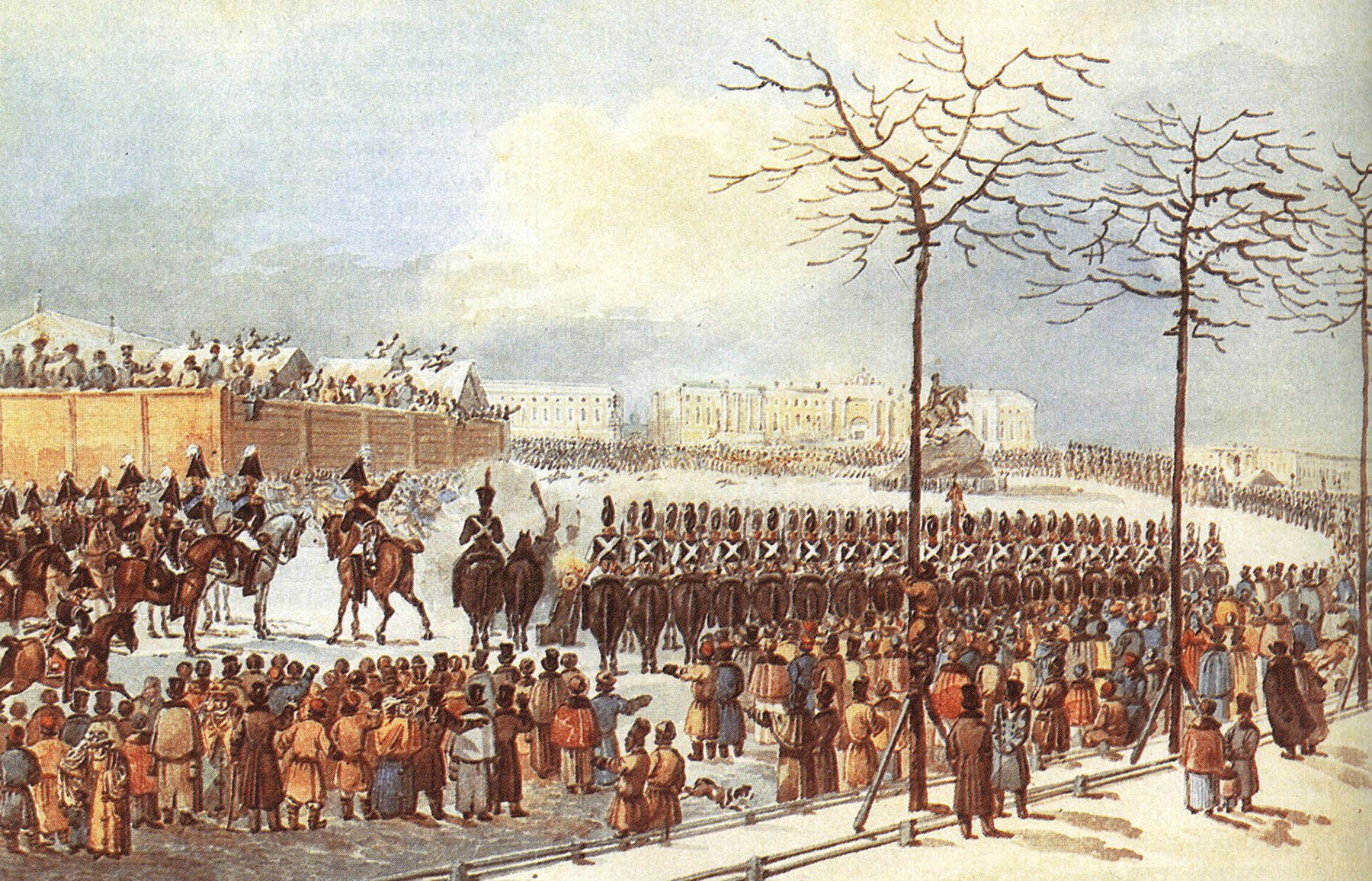 К. Кольман. "Восстание 14 декабря 1825 года на Сенатской площади в Санкт-Петербурге". 1820-е.