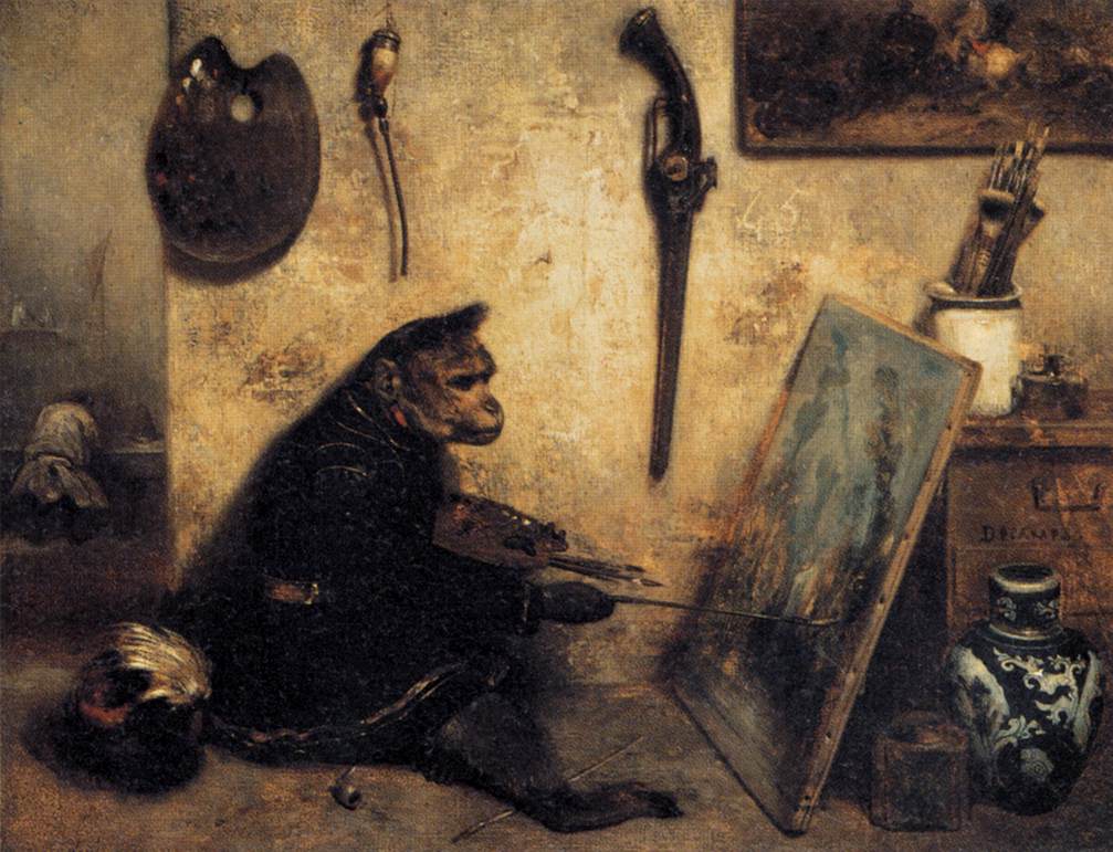 Александр Габриель Декан. "Обезьяна-живописец". 1833.