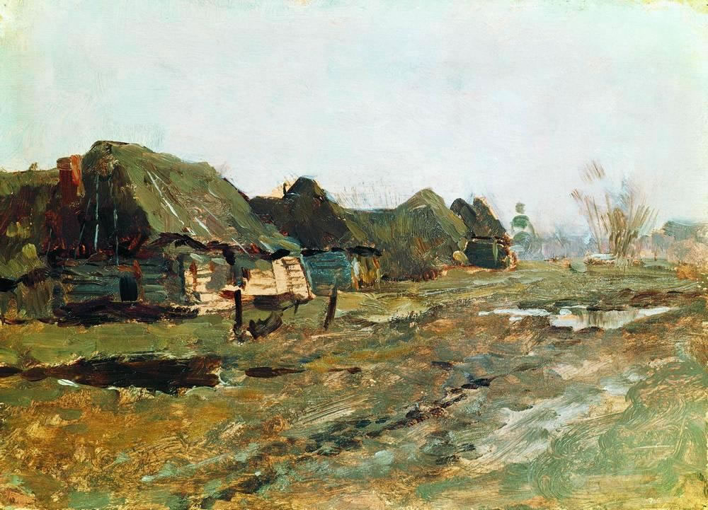 Исаак Ильич Левитан. "Постой в деревне". 1890-е.