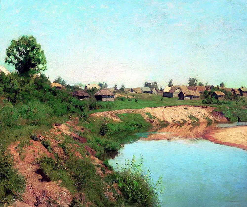 Исаак Ильич Левитан. "Деревня на берегу реки". 1883.