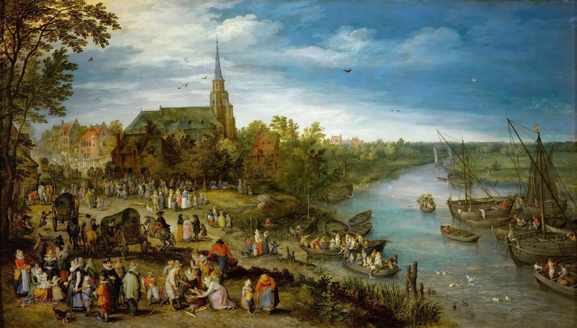 Ян Брейгель Старший. "Деревенская ярмарка". 1614. художественно-исторический музей, Вена.