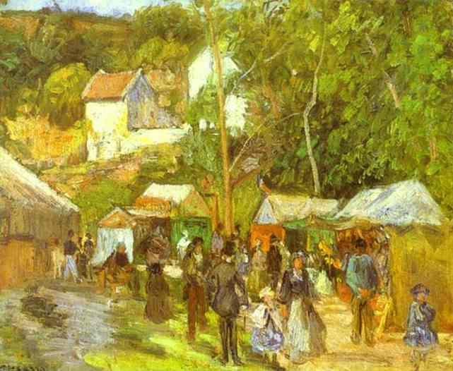 Камиль Писсарро. "Ярмарка в деревне вблизи Понтуаза". 1878.