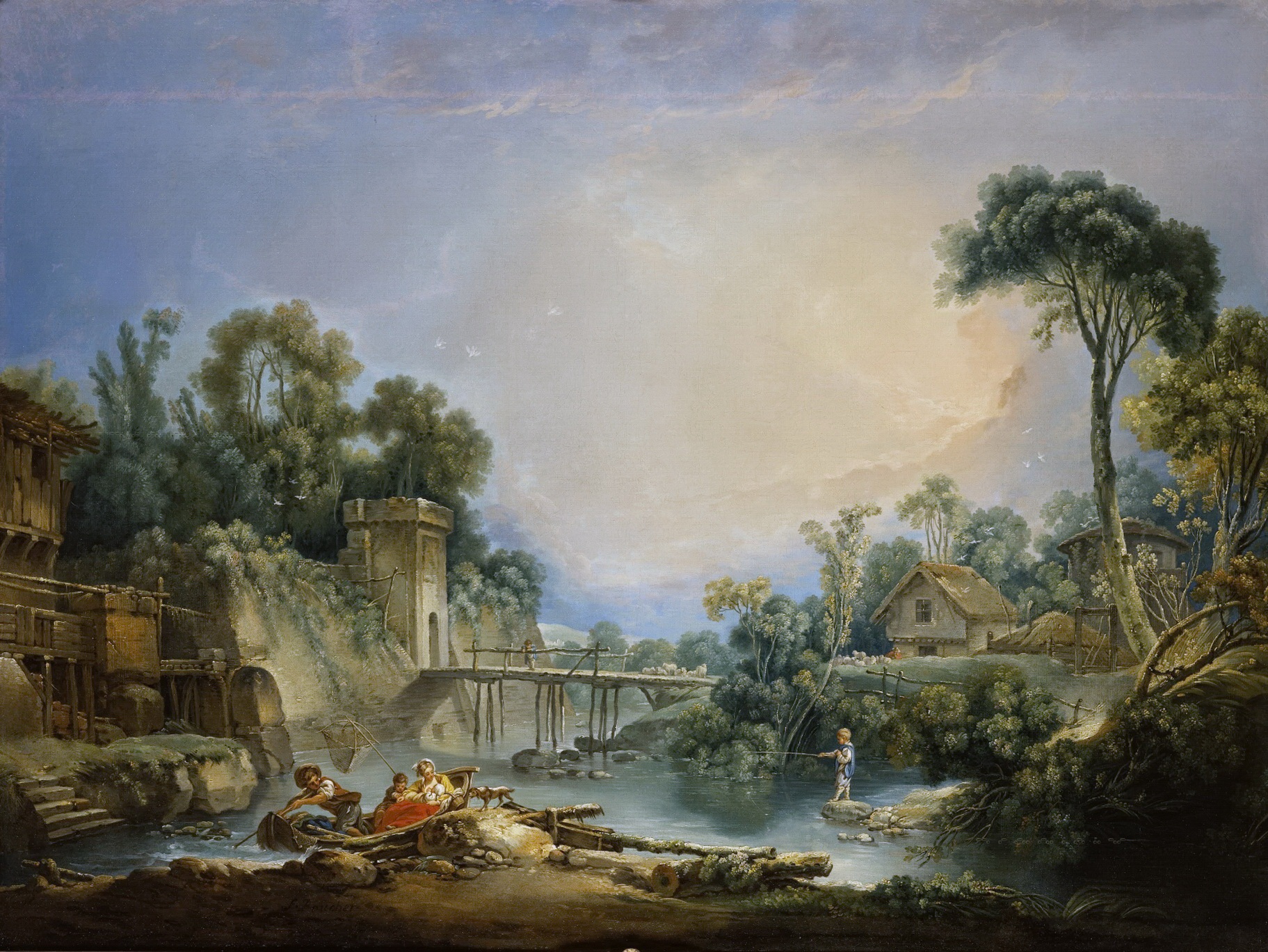 Франсуа Буше. "Деревенский мостик". Около 1756. Частное собрание.