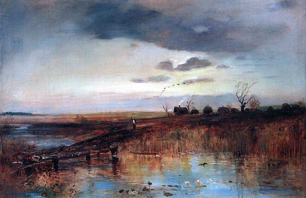 Алексей Саврасов. Осень. Деревушка у ручья. 1870-е.