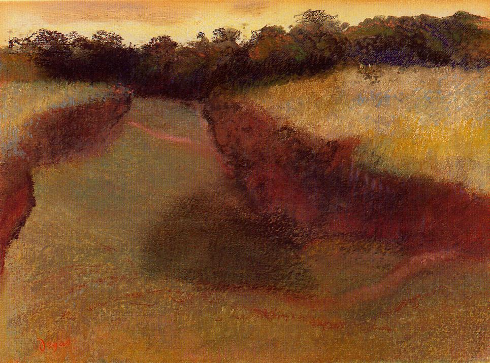 Эдгар Дега. "Пшеничное поле и линия деревьев". 1890-1893.