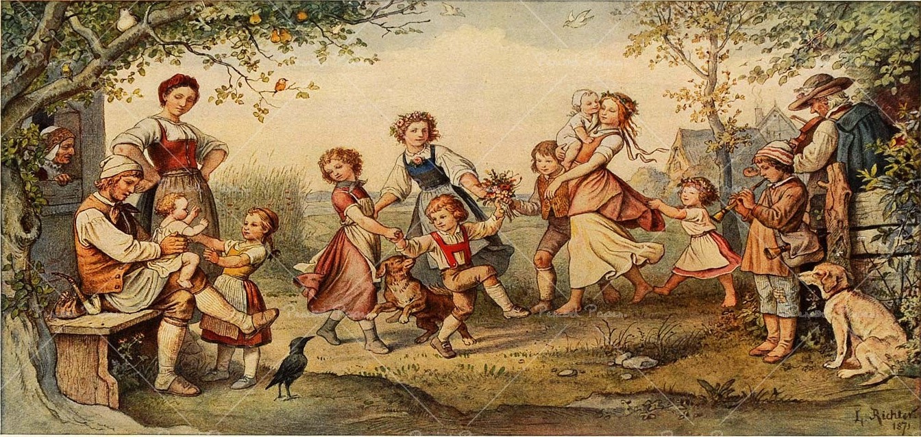 Адриан Рихтер. Детский хоровод. 1871.
