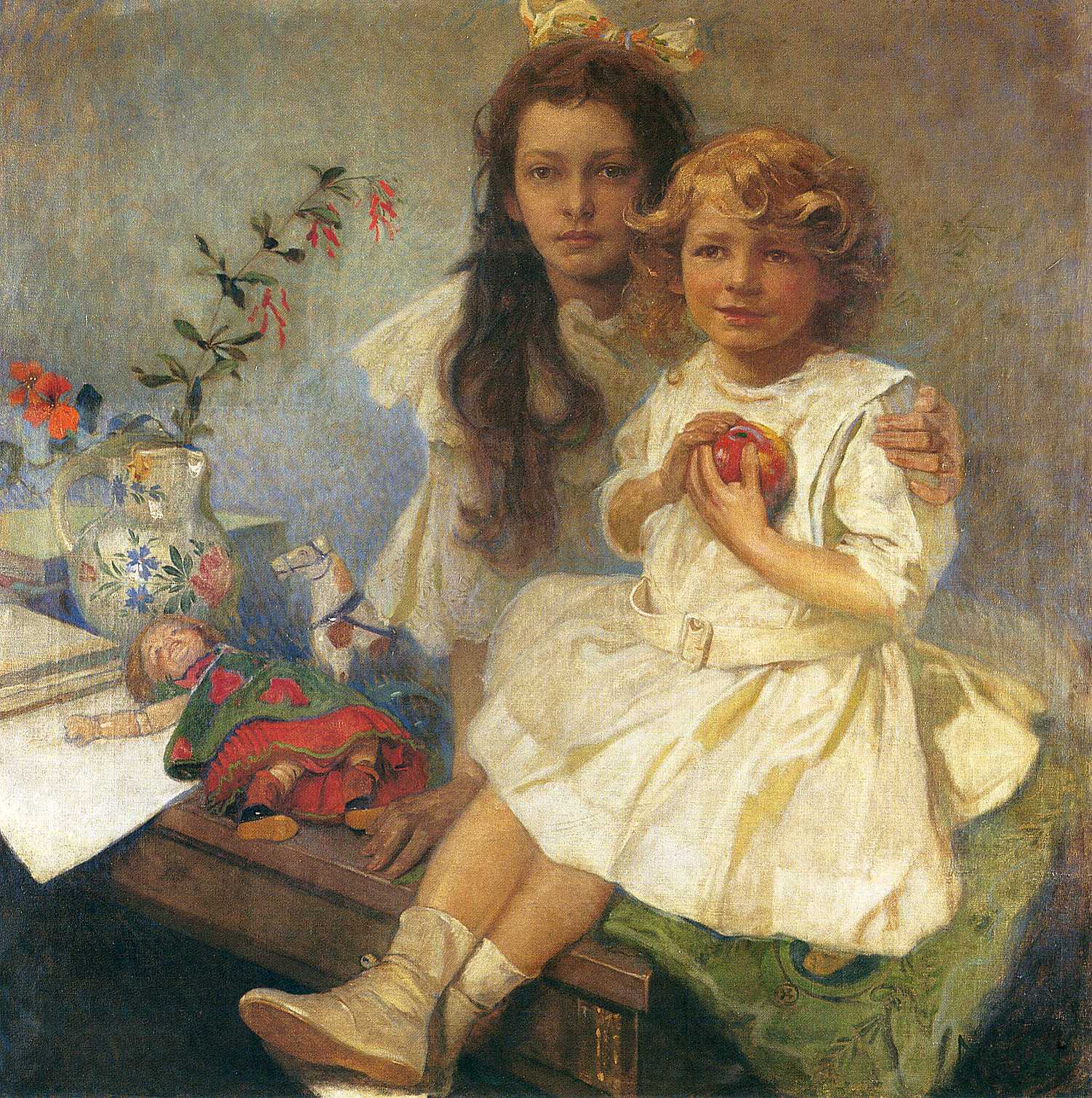 Альфонс Муха. Портрет Ярославы и Джири - детей художника. 1919.