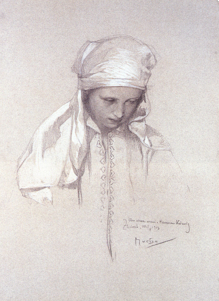 Альфонс Муха. Портрет девочки. 1913.