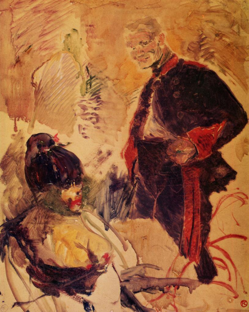 Анри де Тулуз-Лотрек. Артиллерист и девочка. 1886.