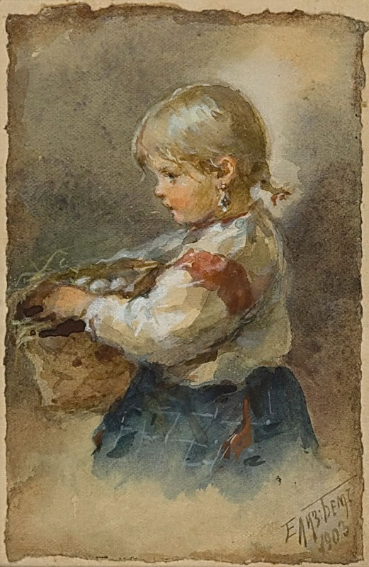 Елизавета Бём (Эндаурова). Девочка с туеском. 1903.