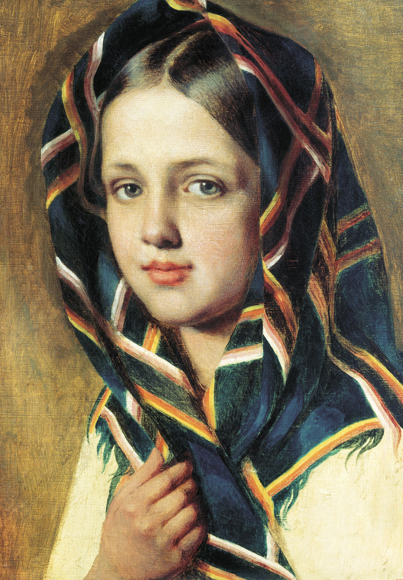 Алексей Венецианов. Девушка в платке. 1830-е.