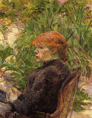 Анри де Тулуз-Лотрек. Рыжеволосая девушка в саду Фореста. 1889.