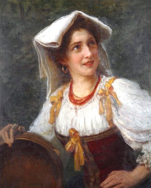 Клавдий Лебедев. Девушка с бубном. 1897.