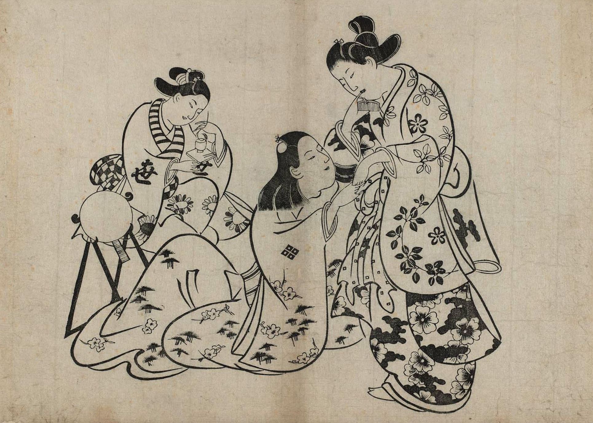 Тории Киёнобу I. Мужчина, женщина и девушка. Около 1715.