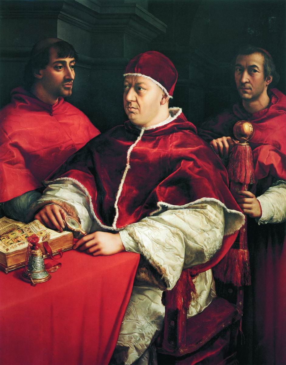 Папа Лев Х с кардиналами Джулио де Медичи и Луиджи де Росси.