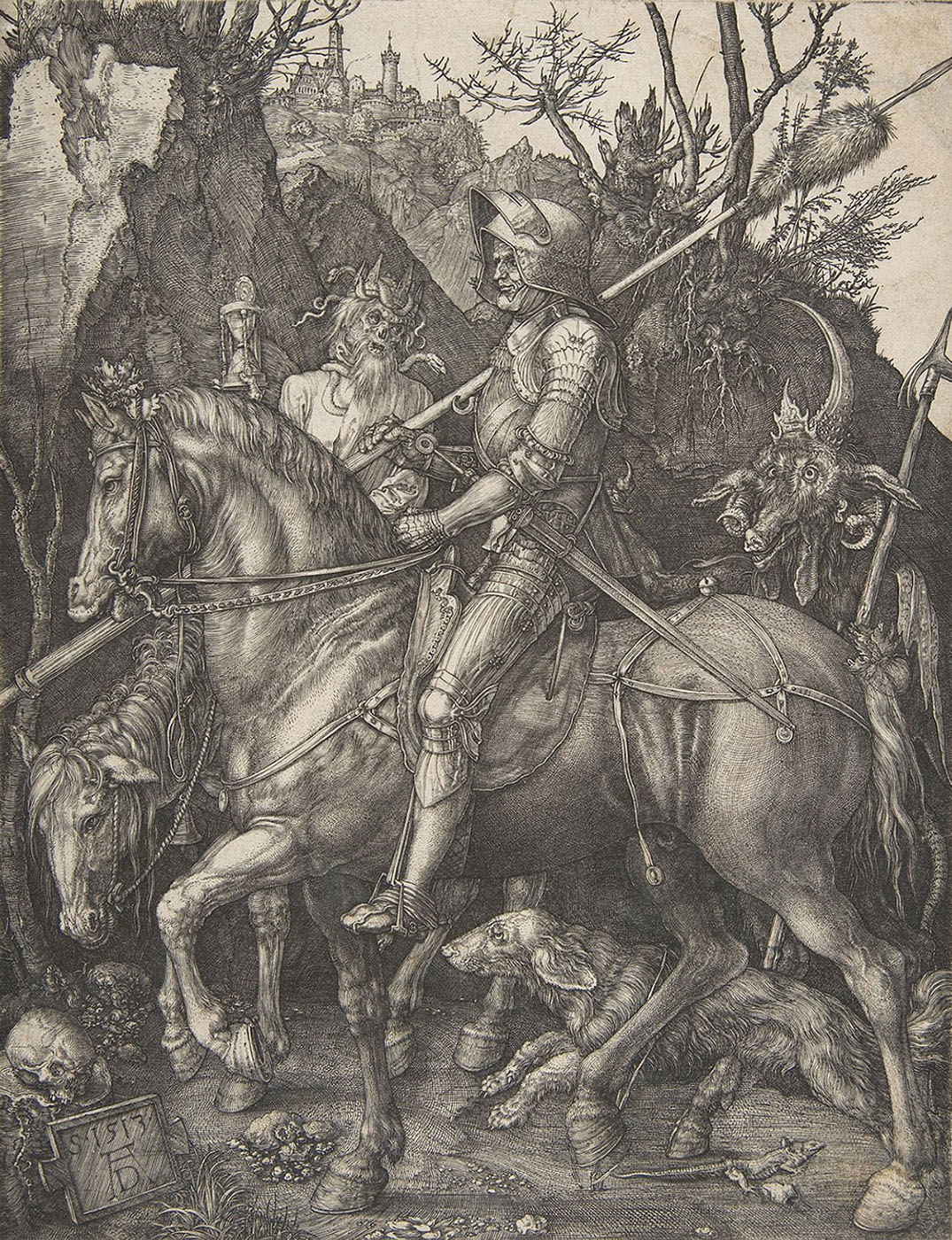 Альбрехт. Дюрер. "Рыцарь, смерть и дьявол". 1513.