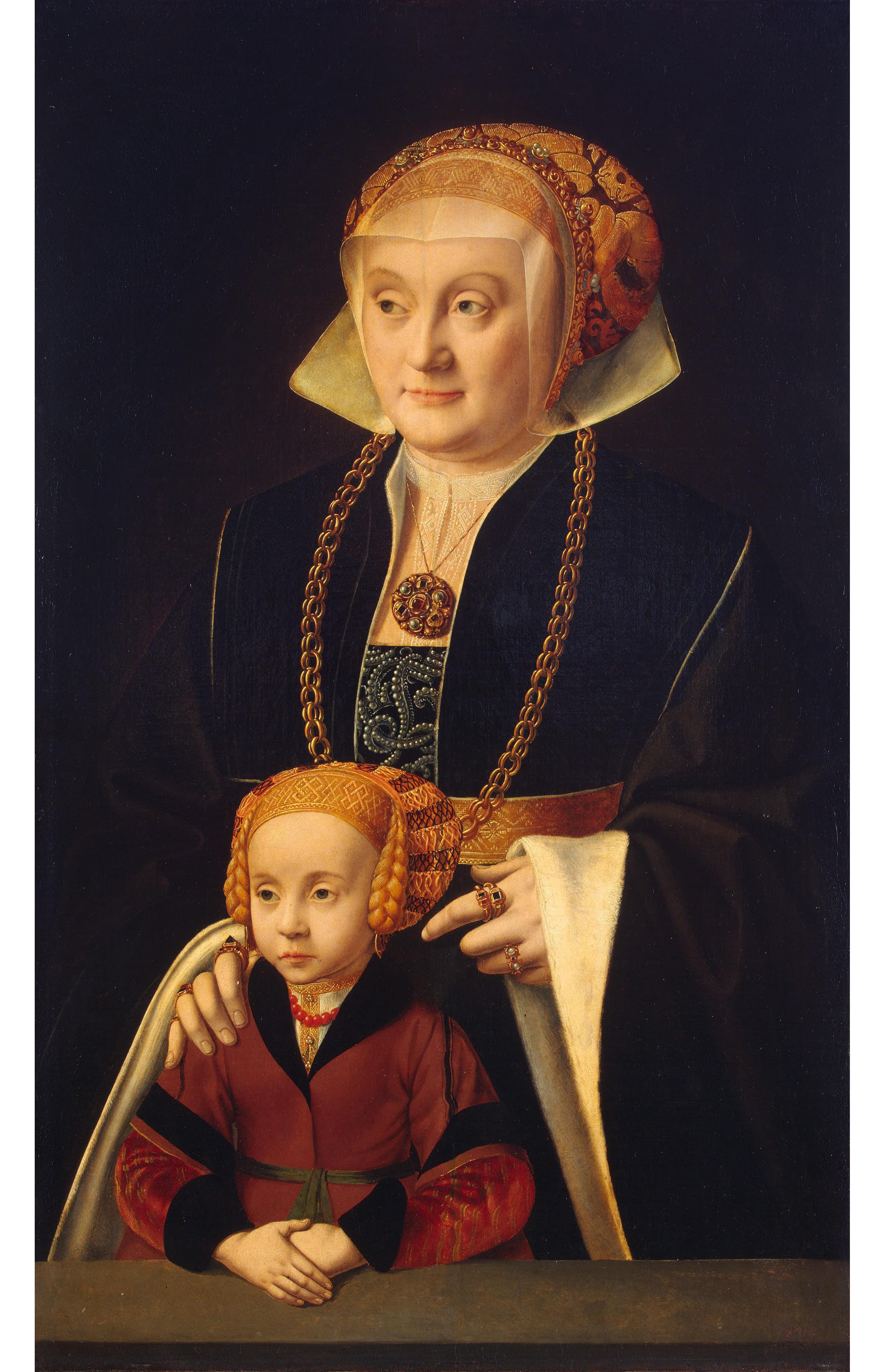 Бартоломеус Брейн Старший. "Портрет дамы с дочерью". Конец 1530-х - начало 1540-х. Эрмитаж, Санкт-Петербург.