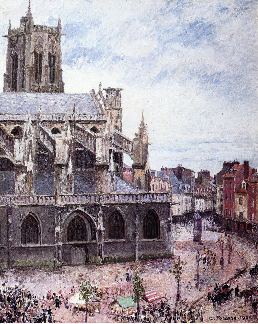Камиль Писсарро. "Церковь Сен-Жак, Дьеп, дождливая погода". 1901.