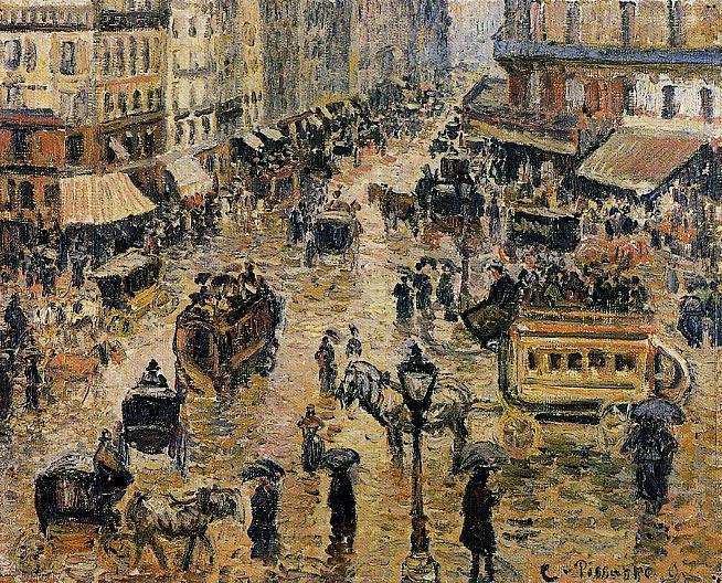 Камиль Писсарро. "Гаврская площадь в Париже, дождь". 1897.