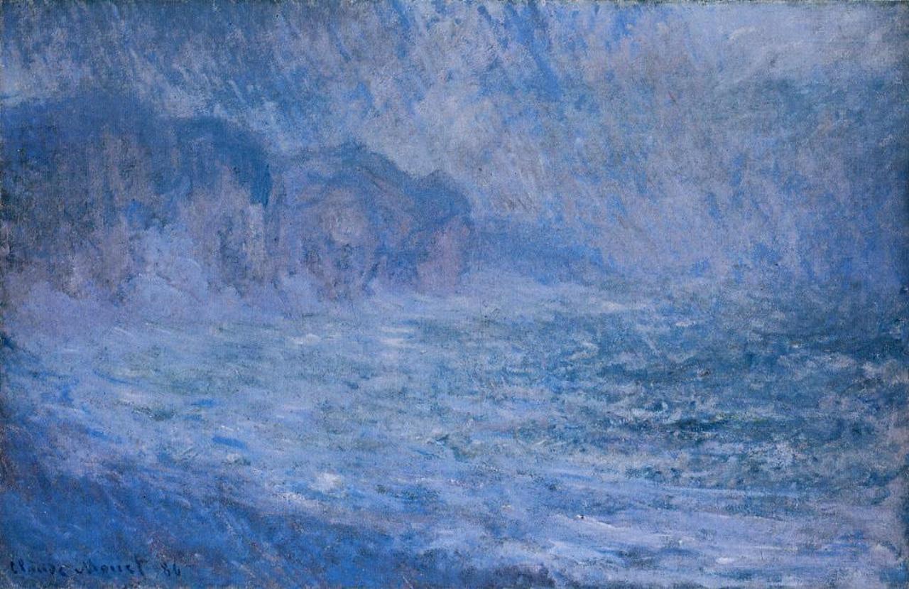 Клод Моне. "Скалы в Пурвиле, дождь". 1886.