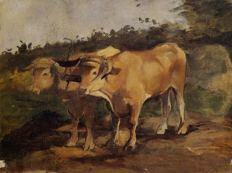 Анри де Тулуз-Лотрек. "Два быка в ярме". 1881.