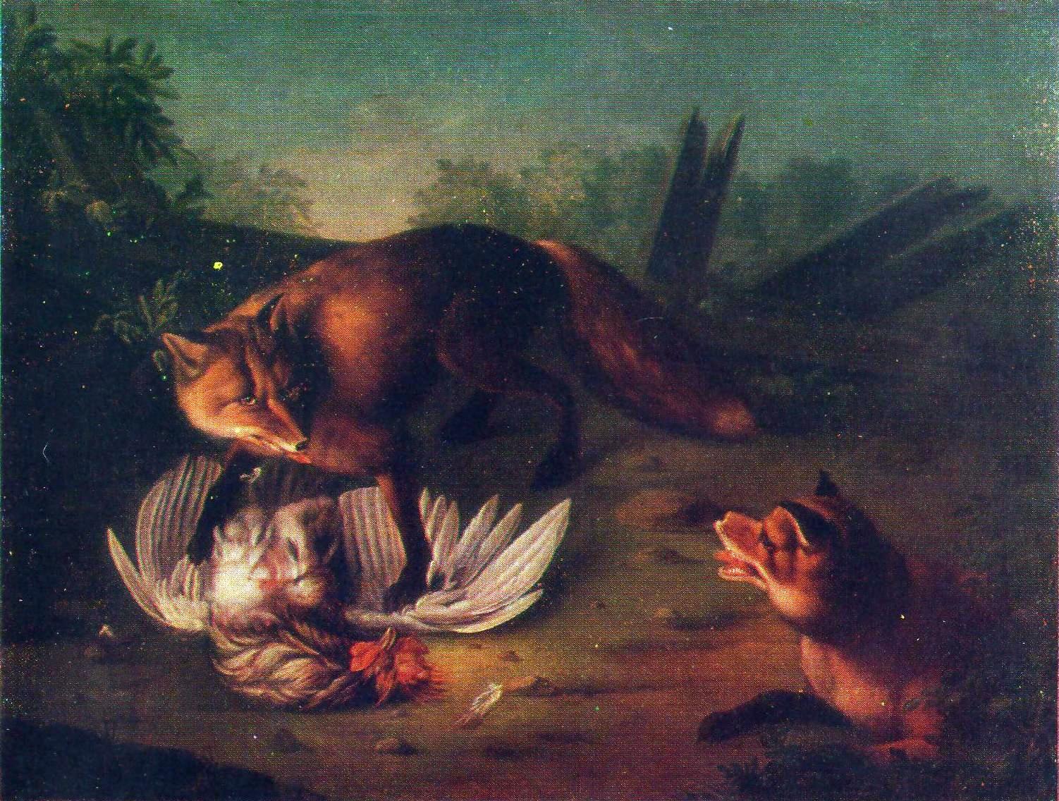 В. Фёдоров. "Две лисицы, терзающие петуха". 1776.