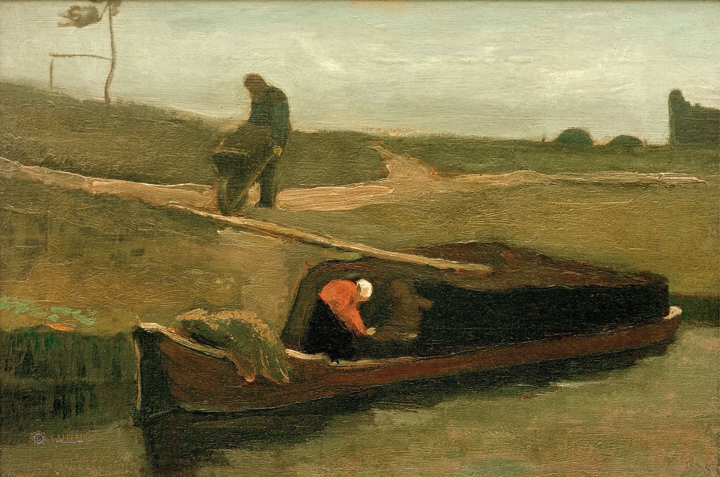 Винсент Ван Гог. "Лодка с торфом и две фигуры". 1883. Музей Дренте, Ассен.