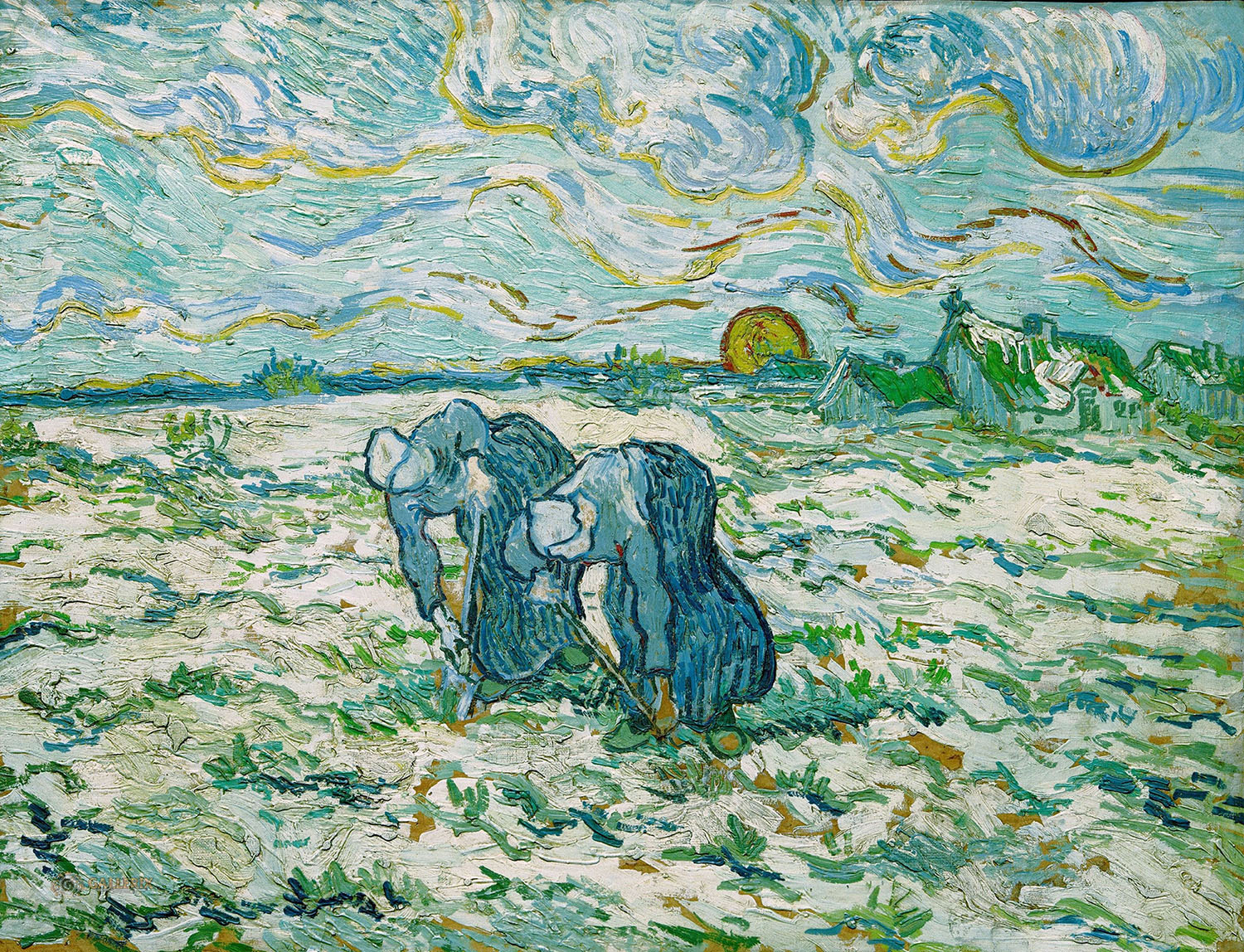 Винсент Ван Гог. "Две крестьянки, копающие в поле". 1890. Собрание фонда Эмиля Бюрле, Цюрих.