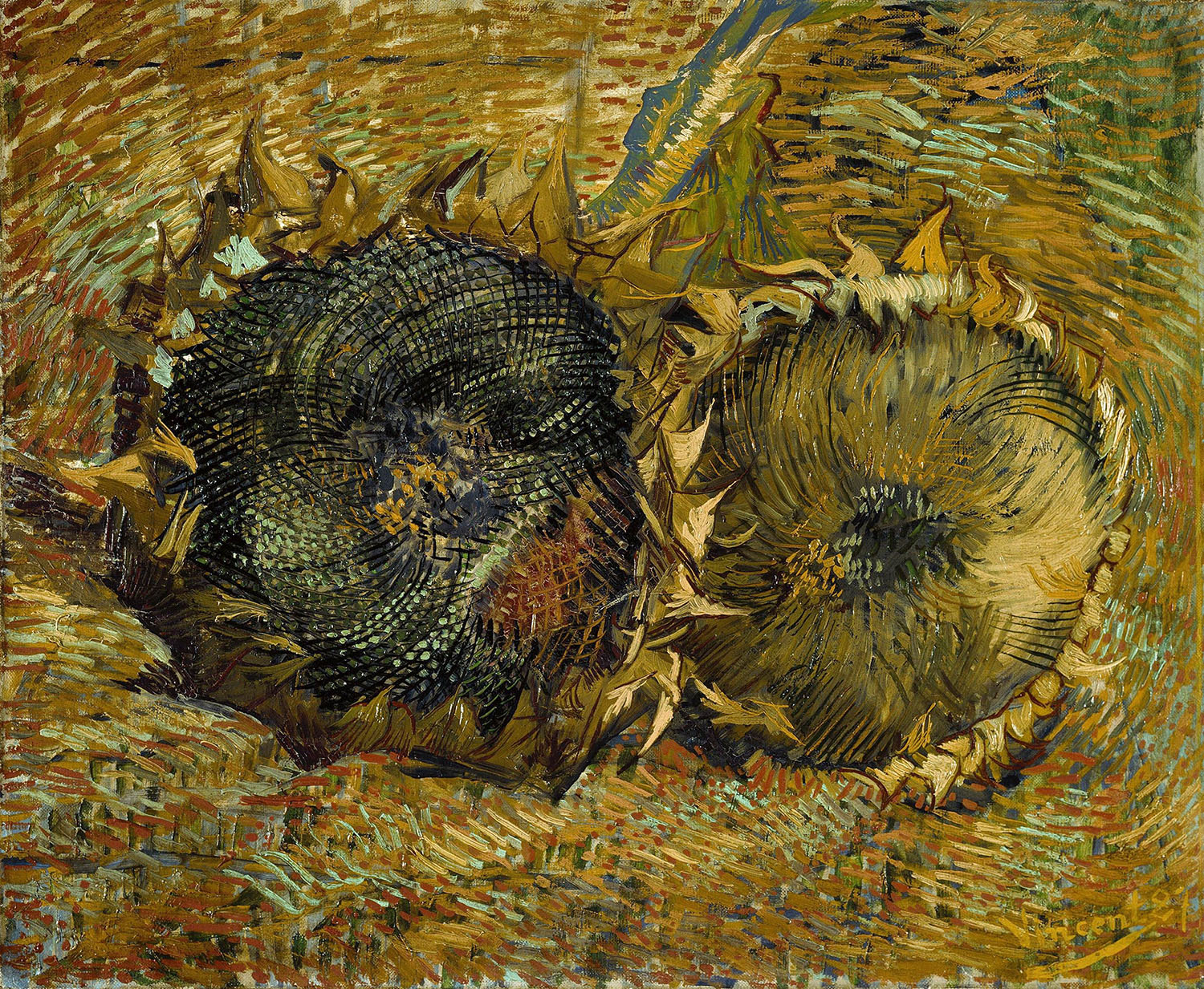 Винсент Ван Гог. "Два срезанных подсолнуха". 1887. Музей искусств, Берн.