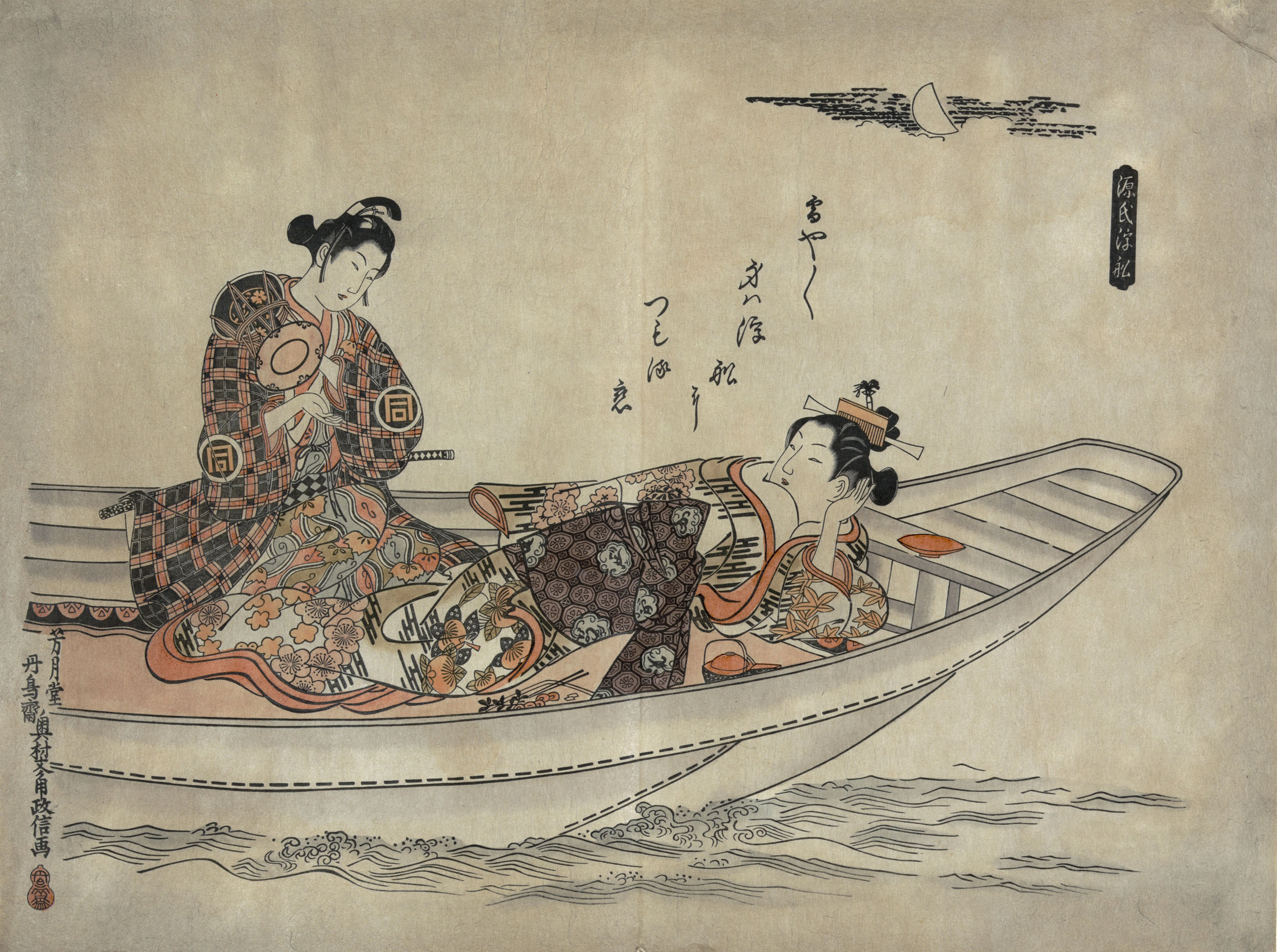 Окумура Масанобу. "Двое влюблённых в лодке". 1742.