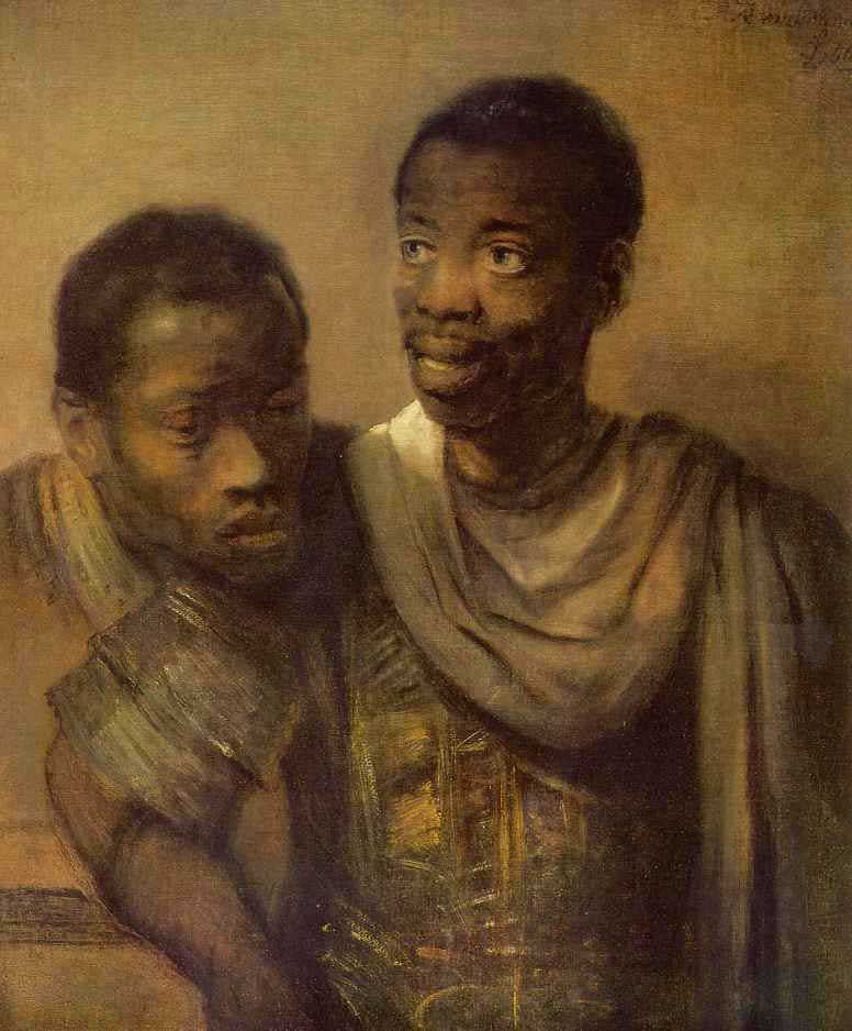 Рембрандт Харменс ван Рейн. "Два молодых негра". 1656.