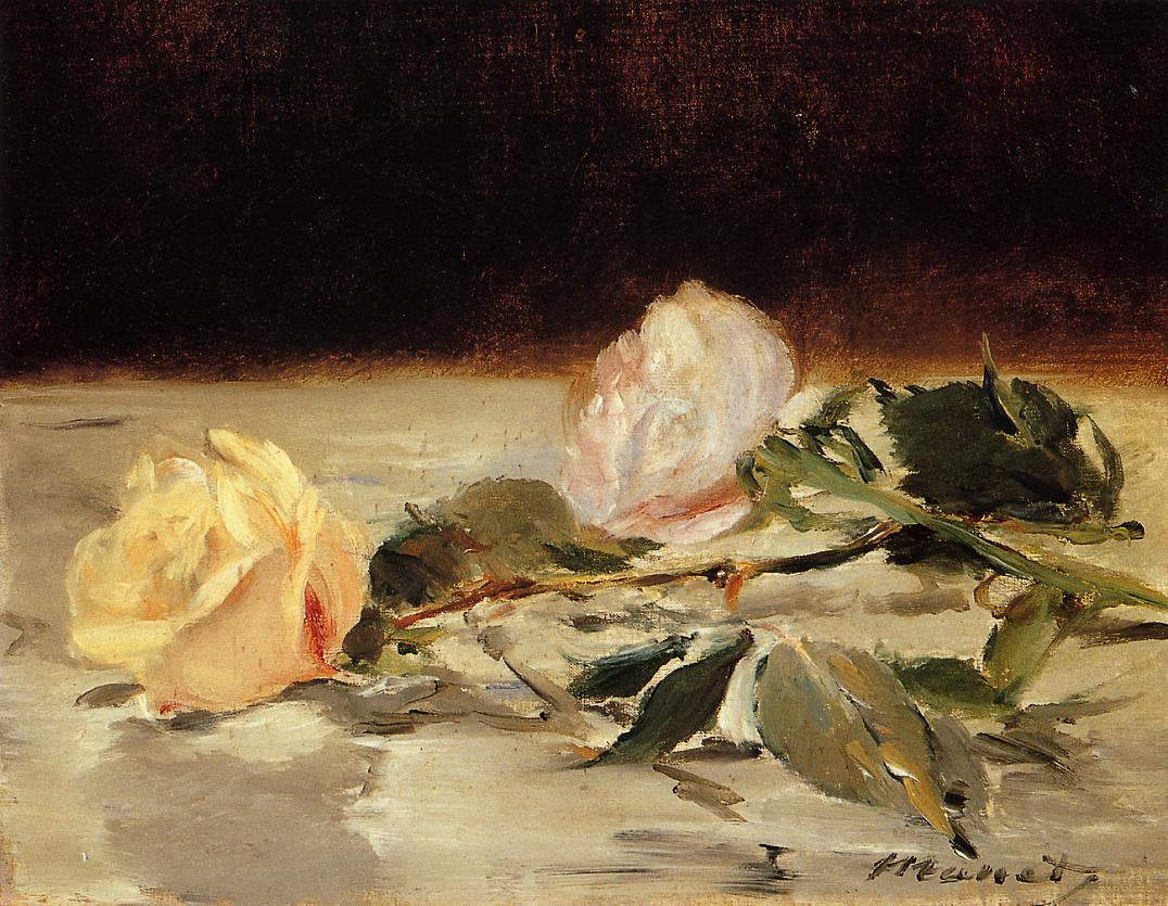 Эдуард Мане. "Две розы на скатерти". 1882-1883.