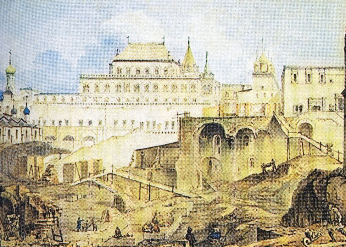 Карл Иванович Рабус. "Разборка старого Кремлёвского дворца". 1837.