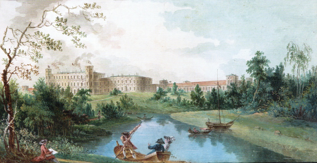 Жан Балтазар де Траверс. "Гатчинский дворец со стороны парка". Конец 1789 - начало 1790-х.