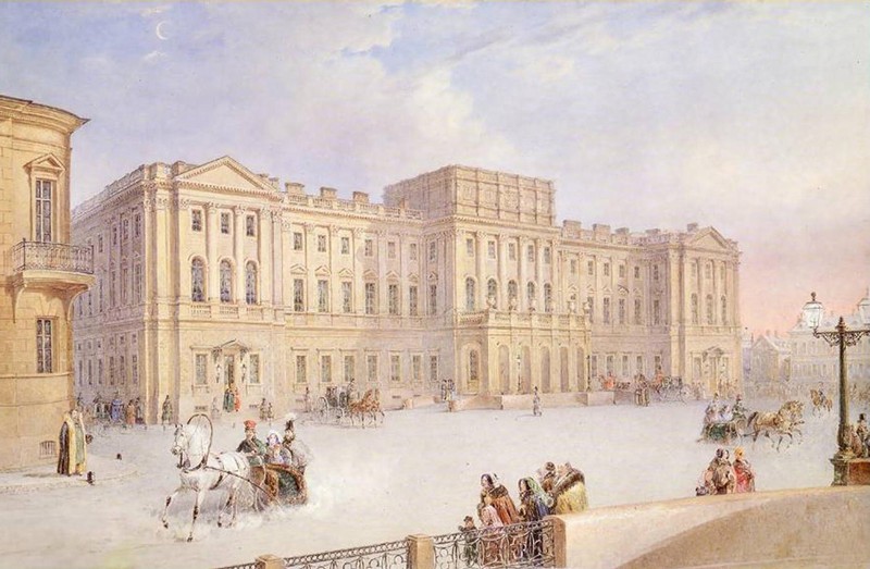 "Вид Мариинского дворца от Синего моста". 1860-е.