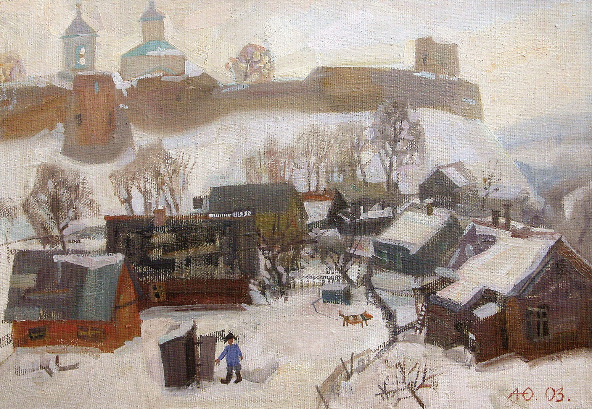 Александр Витальевич Оболенский. "Февраль в Изборске". 2003.