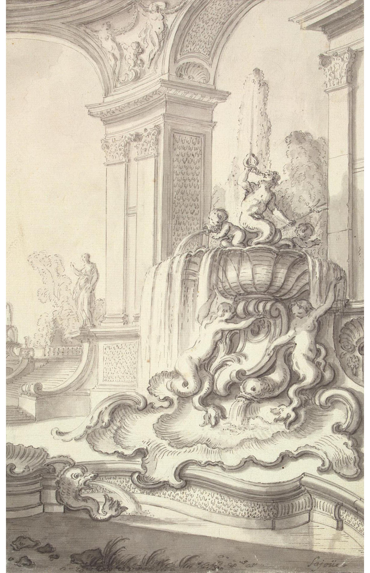 Жак де Лажу. "Фонтан с наядами". 1730-е. Эрмитаж, Санкт-Петербург.