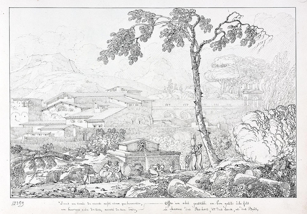Жан Франсуа Тома де Томон. "Пейзаж с фонтаном". 1785-1787.