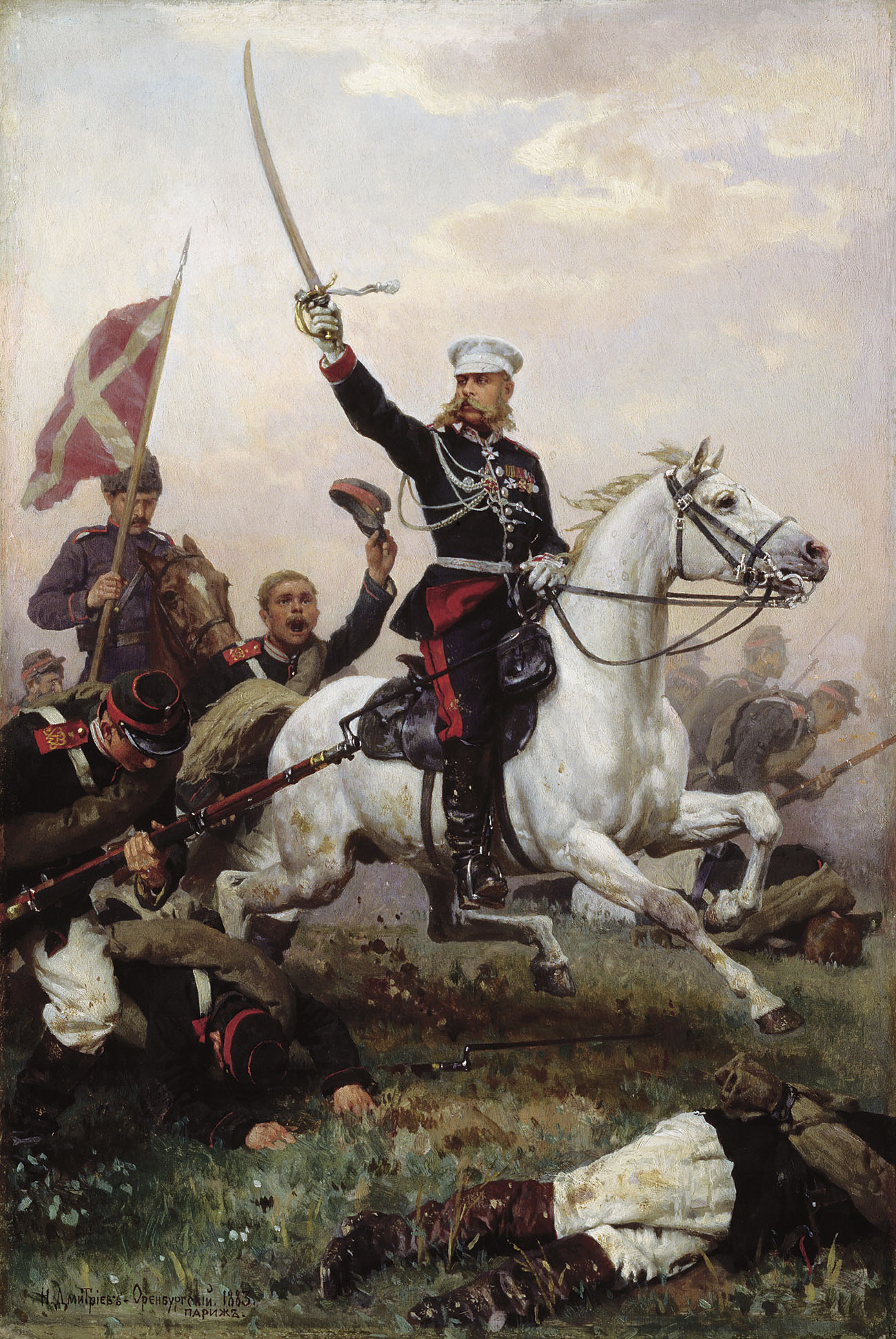 Н. Дмитриев-Оренбургский. Генерал Н. Д. Скобелев на коне. 1883.