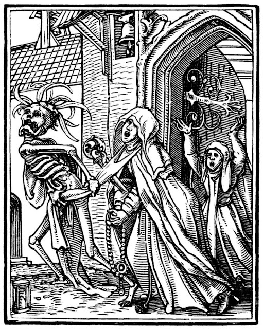 Ганс Гольбейн Младший. "Аббатисса". Серия "Пляска смерти". 1526.