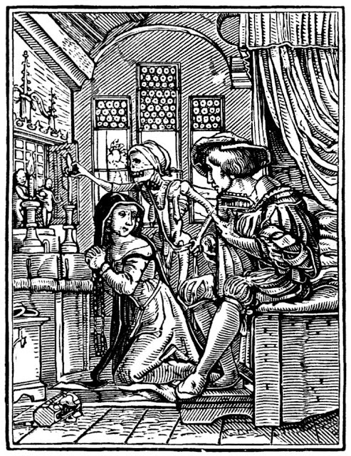 Ганс Гольбейн Младший. "Монахиня". Серия "Пляска смерти". 1526.